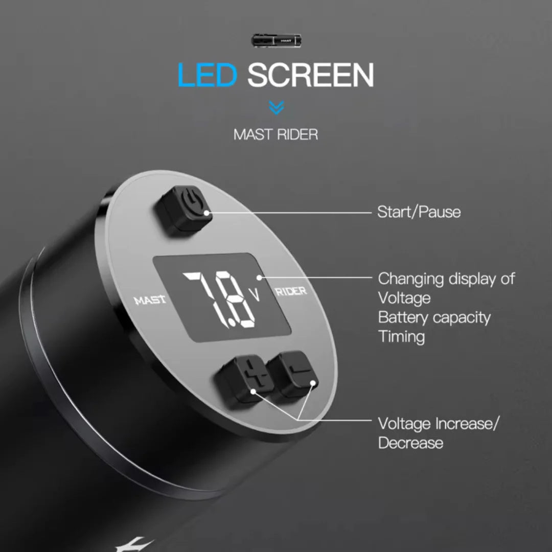 Máquina de Tatuar Inalámbrica Dragonhawk Mast Rider Pro – Negro – 4.0 mm Longitud de Carrera (ESPECIAL PARA SCALP)