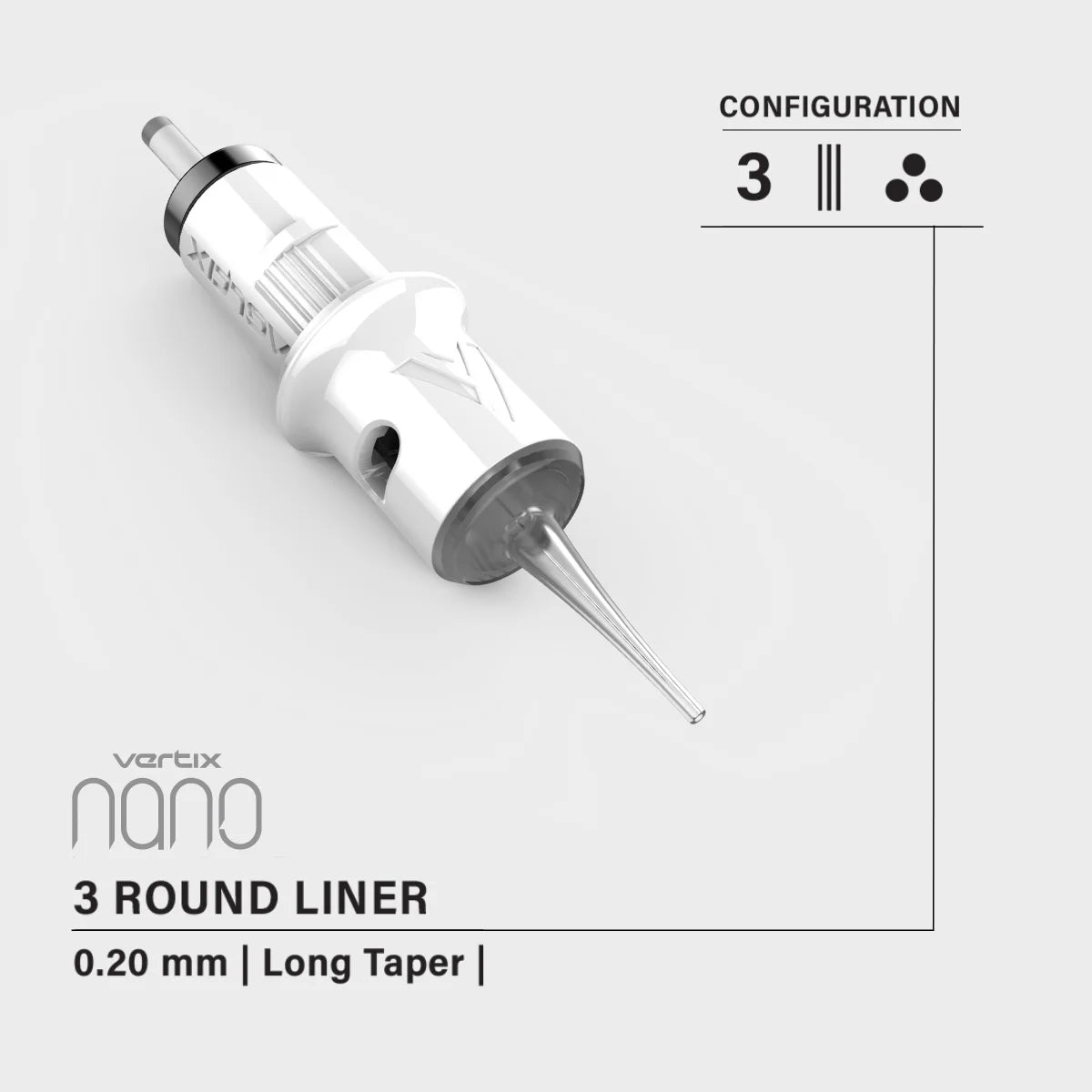 Cartuchos Vertix Nano Round Liner  20 Unds – Texturizadas Longe Tape Acupunture
