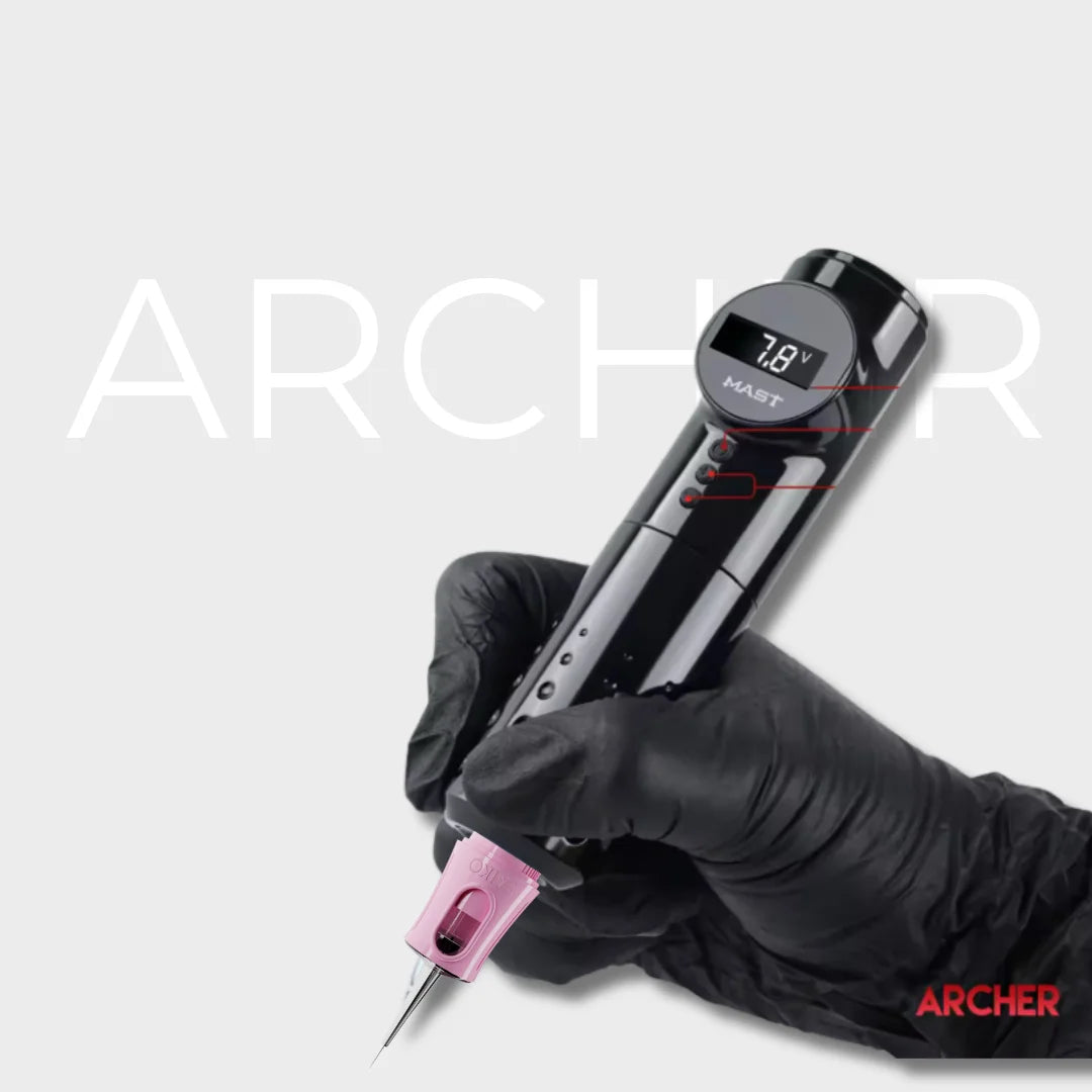 Máquina de Tatuar Inalámbrica Dragonhawk Mast Archer – Negro – 3.5 mm Longitud de Carrera (ESPECIAL PARA SCALP)