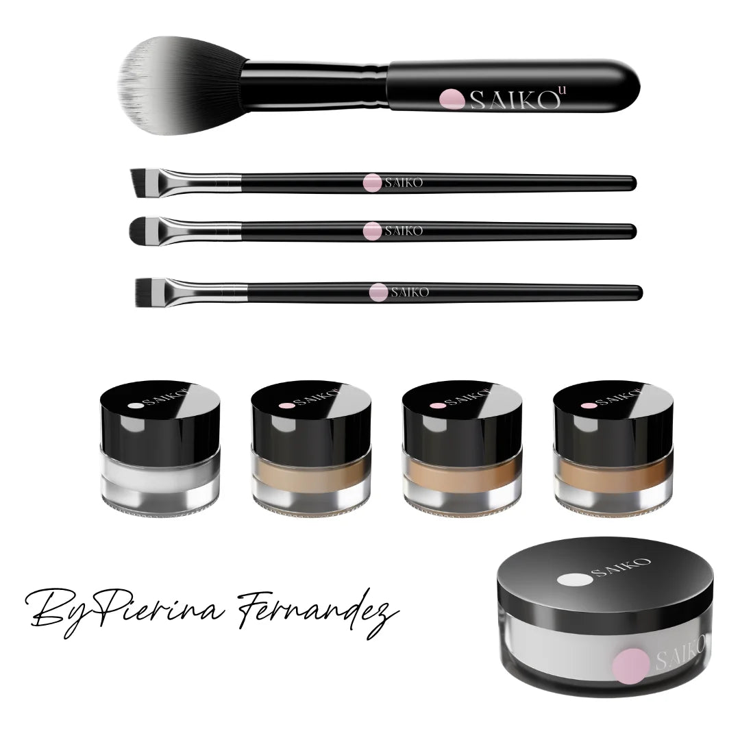 Kit diseño By Pierina Fernandez 4 Pinceles – 3 Correctores – Polvos fijadores De Diseño – 10% OFF-Neceser de regalo