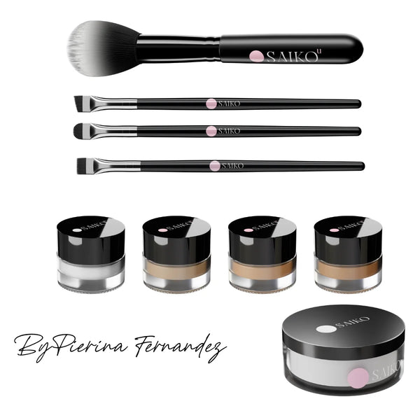Kit diseño By Pierina Fernandez 4 Pinceles – 3 Correctores – Polvos fijadores De Diseño – 10% OFF-Neceser de regalo